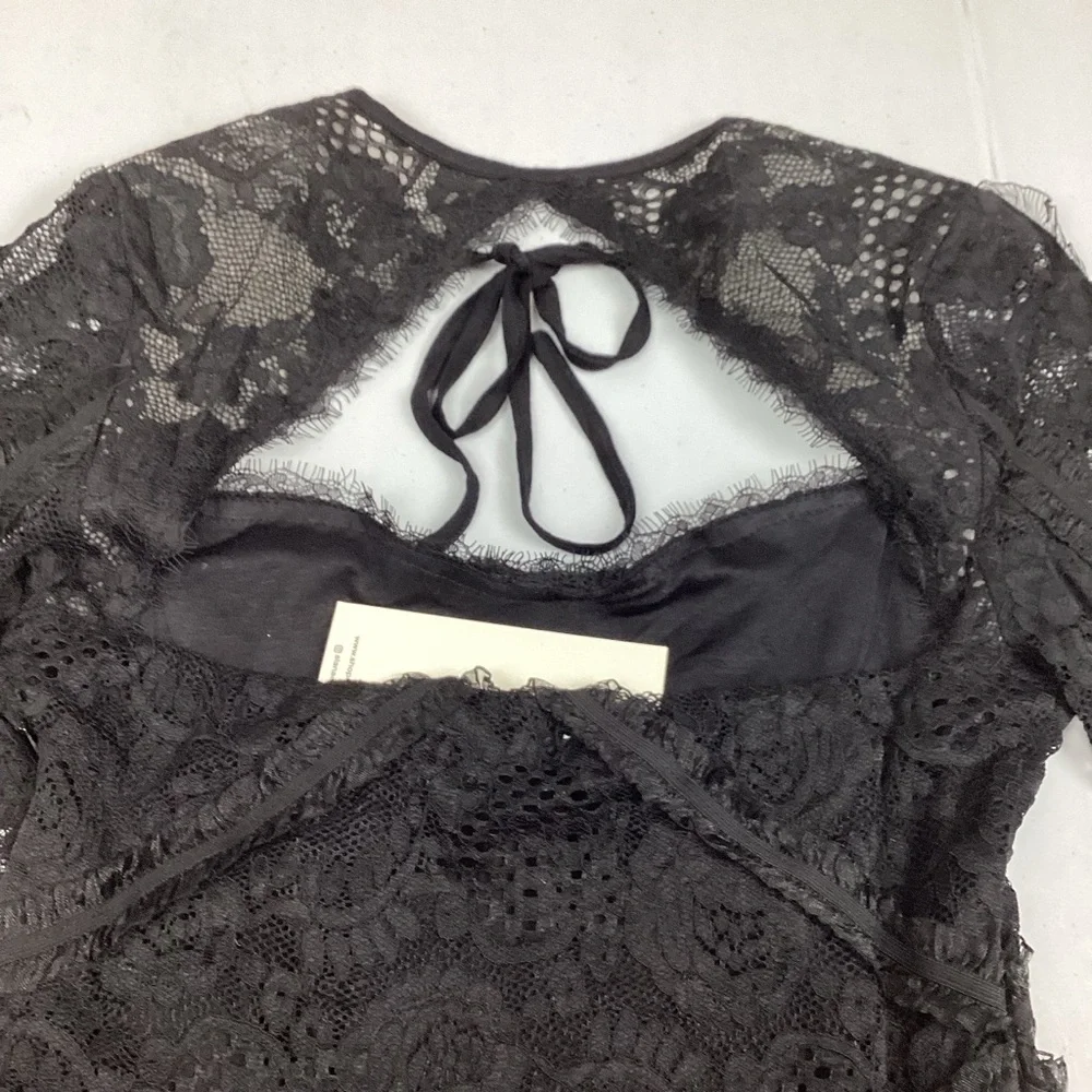 Alana Eve Long Sleeve Black Lace Bodycon Mini Dress NEW! Retail $199